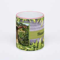 Кружка с красной ручкой и ободком