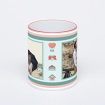 Кружка с красной ручкой и ободком