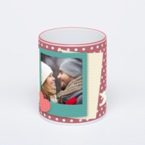 Кружка с красной ручкой и ободком