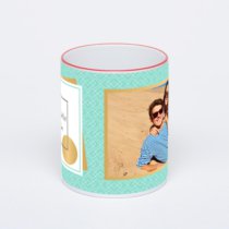 Кружка с красной ручкой и ободком