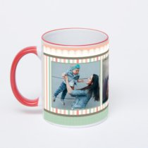 Кружка с красной ручкой и ободком