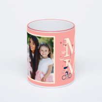 Кружка с красной ручкой и ободком