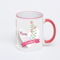 Кружка с красной ручкой и ободком