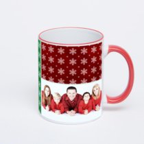 Кружка с красной ручкой и ободком