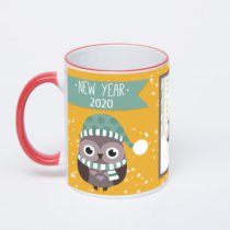 Кружка с красной ручкой и ободком