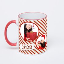 Кружка с красной ручкой и ободком