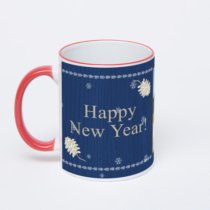 Кружка с красной ручкой и ободком