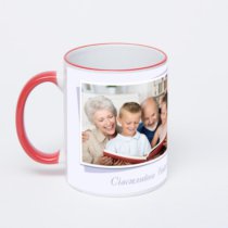 Кружка с красной ручкой и ободком