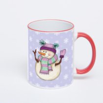 Кружка с красной ручкой и ободком