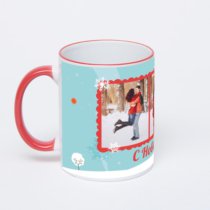 Кружка с красной ручкой и ободком