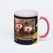 Кружка с красной ручкой и ободком