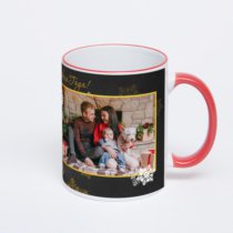 Кружка с красной ручкой и ободком