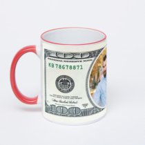 Кружка с красной ручкой и ободком