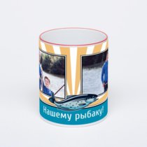 Кружка с красной ручкой и ободком