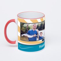 Кружка с красной ручкой и ободком