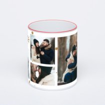 Кружка с красной ручкой и ободком