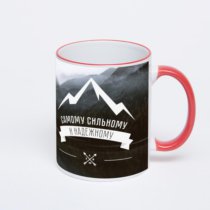 Кружка с красной ручкой и ободком