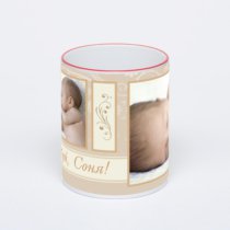 Кружка с красной ручкой и ободком