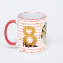 Кружка с красной ручкой и ободком