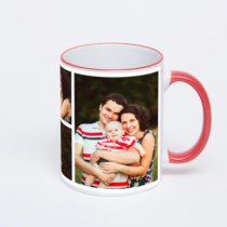 Кружка с красной ручкой и ободком