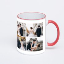 Кружка с красной ручкой и ободком