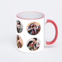 Кружка с красной ручкой и ободком