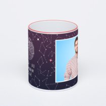 Кружка с красной ручкой и ободком