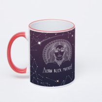 Кружка с красной ручкой и ободком