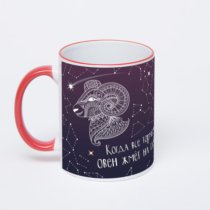 Кружка с красной ручкой и ободком