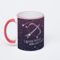 Кружка с красной ручкой и ободком