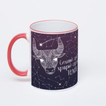 Кружка с красной ручкой и ободком