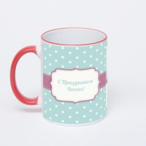 Кружка с красной ручкой и ободком