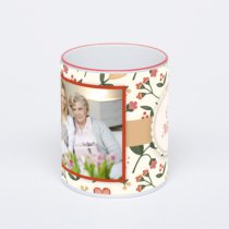 Кружка с красной ручкой и ободком