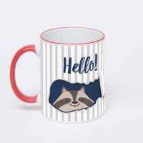 Кружка с красной ручкой и ободком