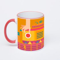 Кружка с красной ручкой и ободком