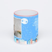 Кружка с красной ручкой и ободком