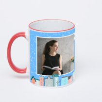 Кружка с красной ручкой и ободком