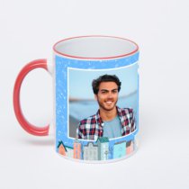 Кружка с красной ручкой и ободком