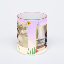 Кружка с красной ручкой и ободком