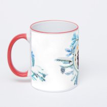 Кружка с красной ручкой и ободком