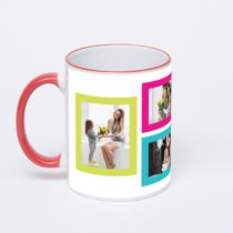 Кружка с красной ручкой и ободком