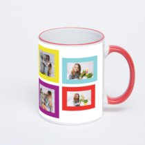 Кружка с красной ручкой и ободком