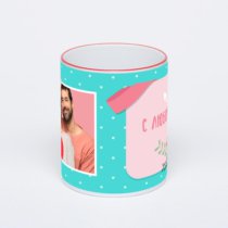 Кружка с красной ручкой и ободком