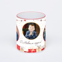 Кружка с красной ручкой и ободком