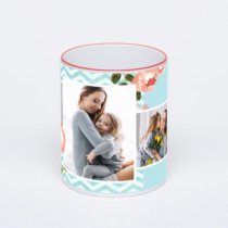 Кружка с красной ручкой и ободком