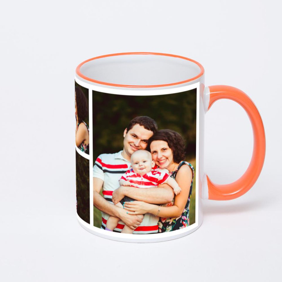 Кружка с оранжевой ручкой и ободком