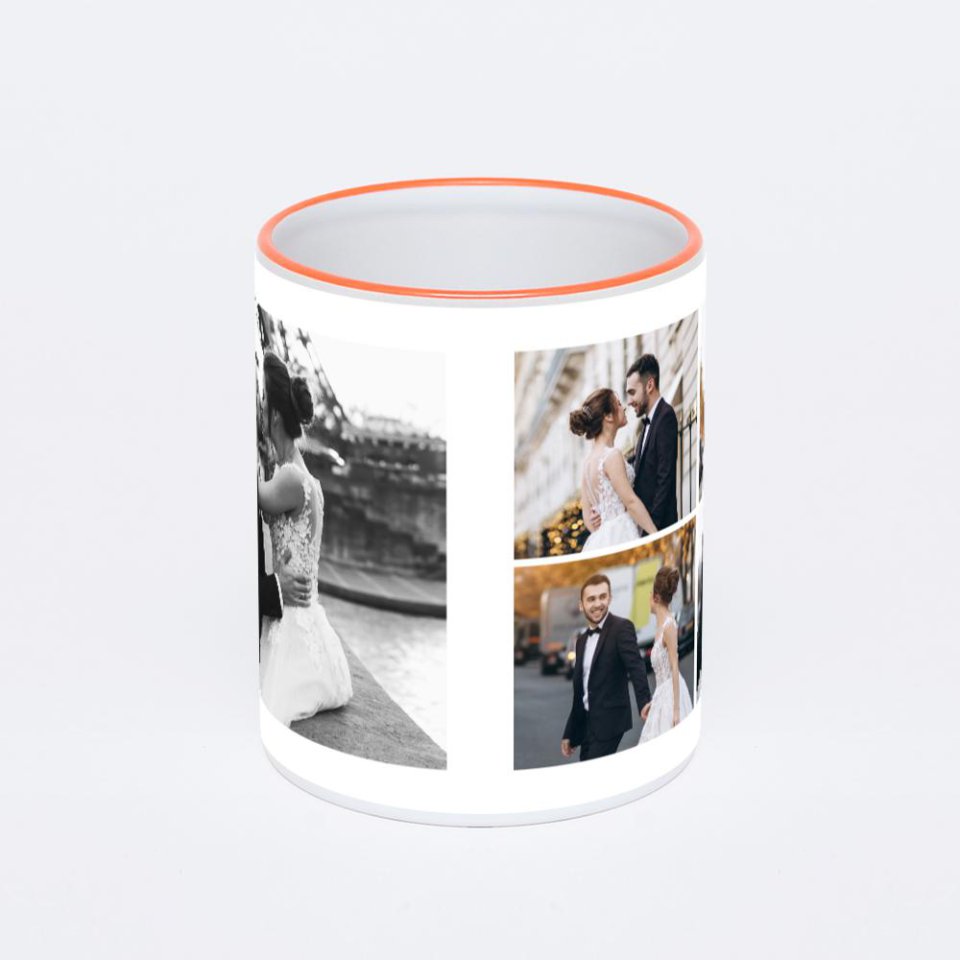 Кружка с оранжевой ручкой и ободком