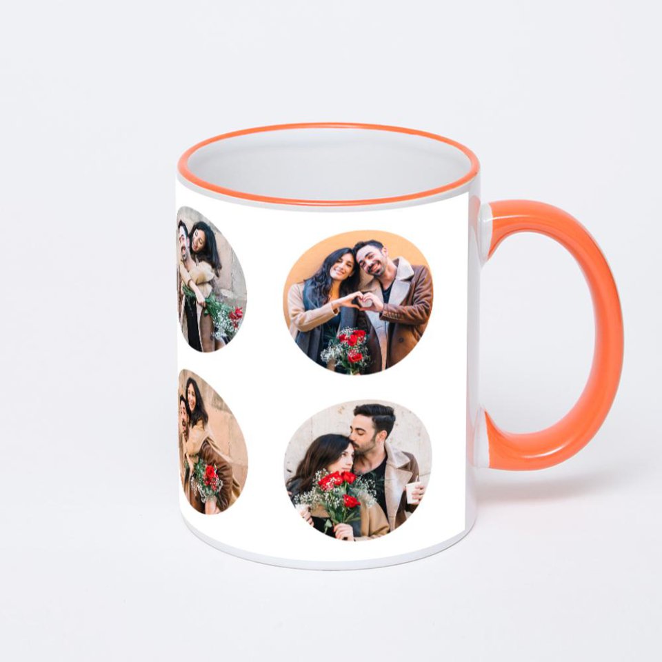 Кружка с оранжевой ручкой и ободком