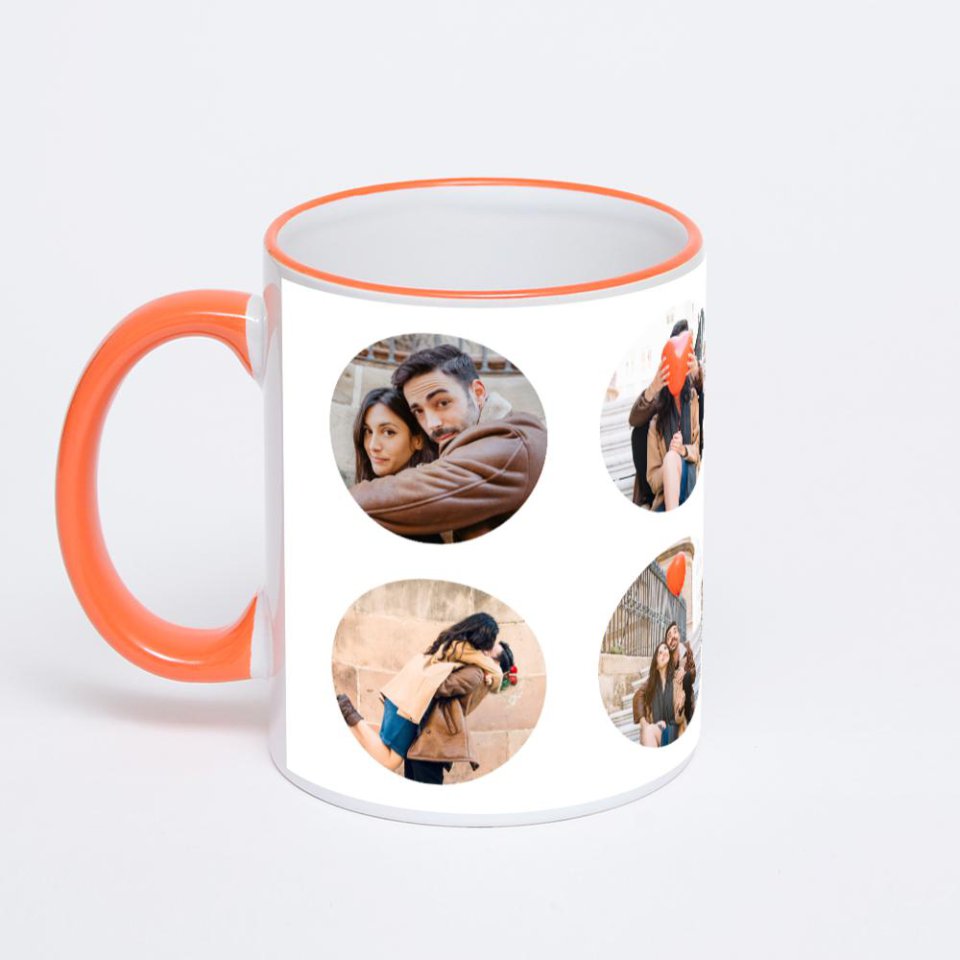 Кружка с оранжевой ручкой и ободком