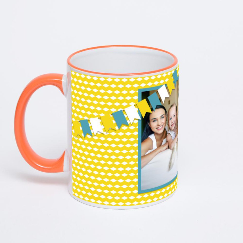 Кружка с оранжевой ручкой и ободком